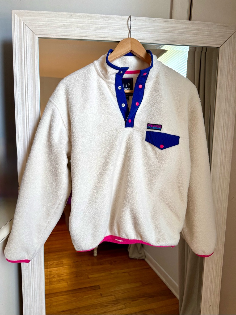 GAP Vintage Style Arctic Fleece Reissue Snap-T Cream Sherpa Pullover Jacket - Picture 2 of 11